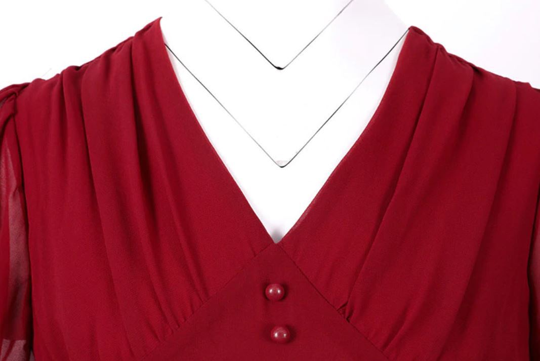 Vintage Lang Kjole 50-Talls Burgund