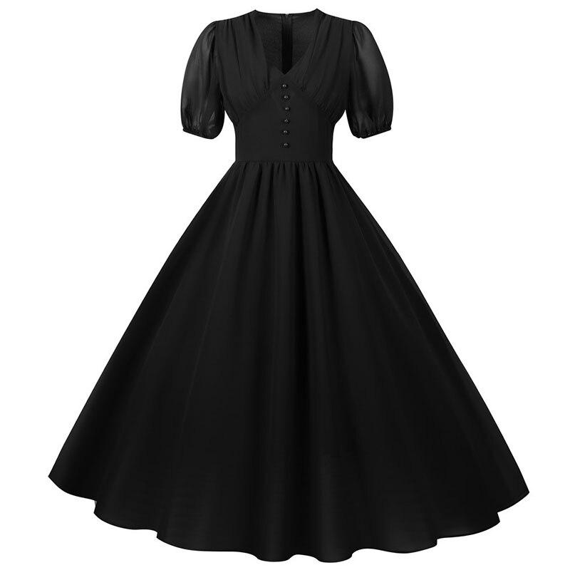 Vintage Lang 50-Talls Svart Kjole