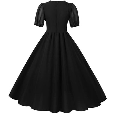 Vintage Lang 50-Talls Svart Kjole
