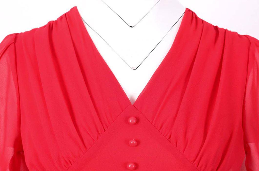 Vintage Lang 50-Talls Rød Kjole