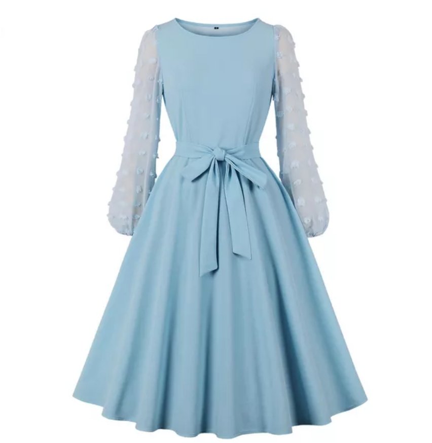 Vintage Lang Boho Kjole Blå