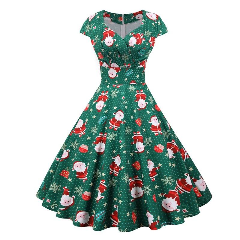 Grønn Plus Size Vintage Julekjole
