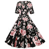 Vintage Sorte Roser Kjole