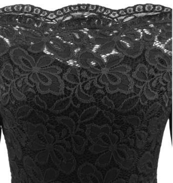 Vintage Svart Båthals Kjole