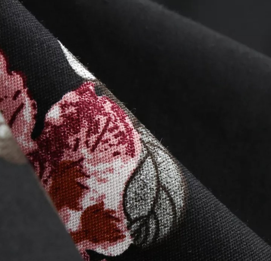 Vintage Svart Turndown Krage Kjole