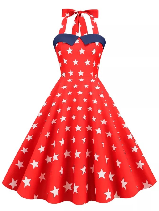 Vintage Pin Up Heart Usa Kjole