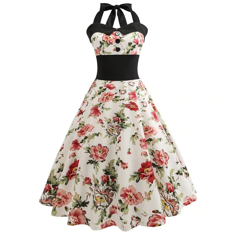Vintage Blomster Pin-Up Kjole