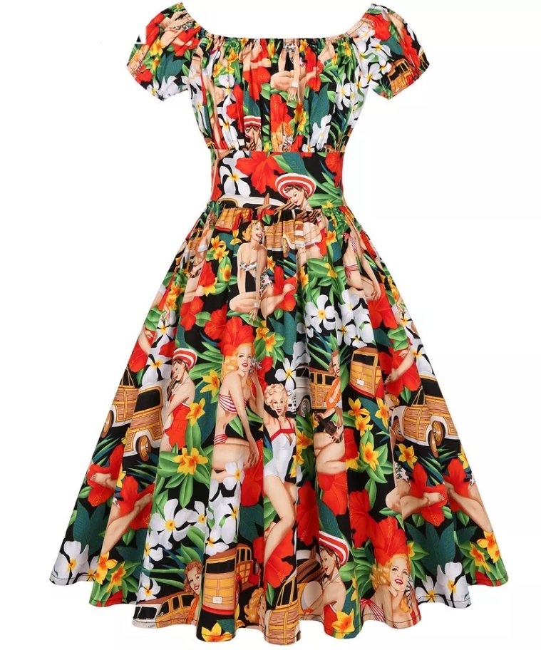 Hvit Plus Size Vintage Pin Up-Kjole