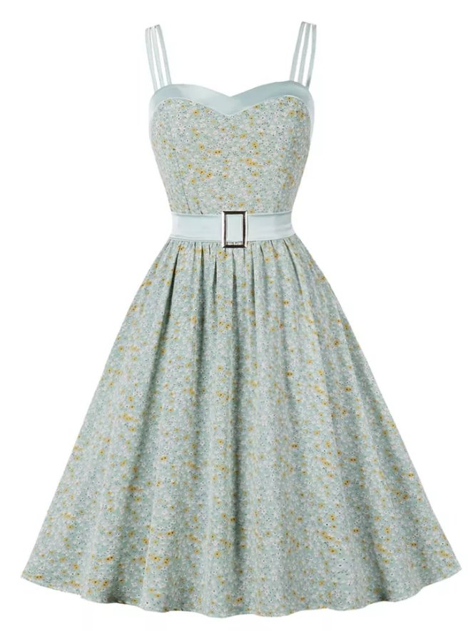 Vintage Pin Up Flower Print Dress
