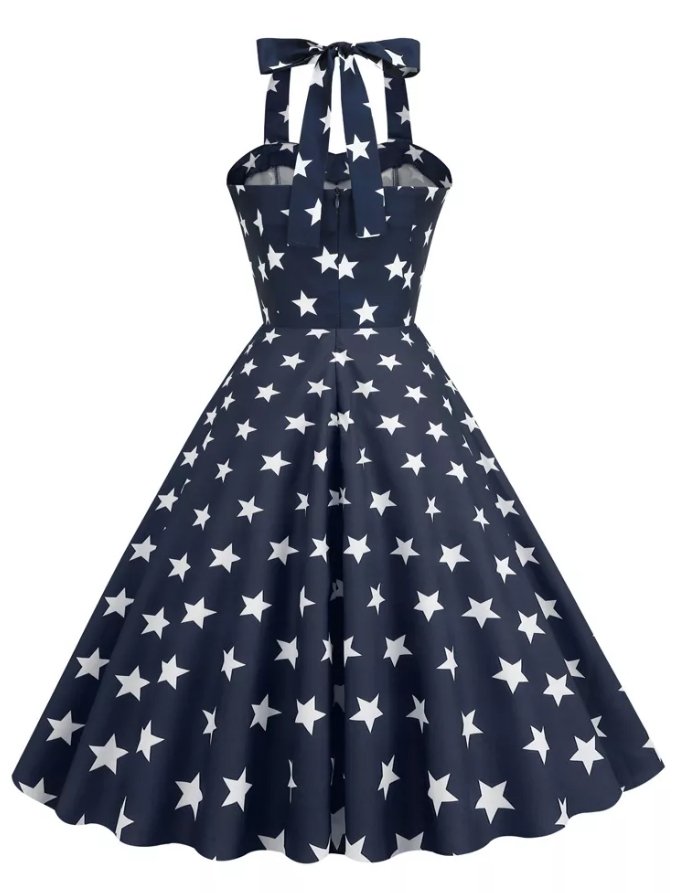 Vintage Pin Up Dress Trykt Usa