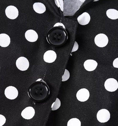 Vintage Svart Polka Dot Pin Up Kjole