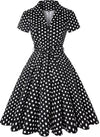 Vintage Svart Polka Dot Pin Up Kjole