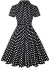 Vintage Svart Polka Dot Pin Up Kjole