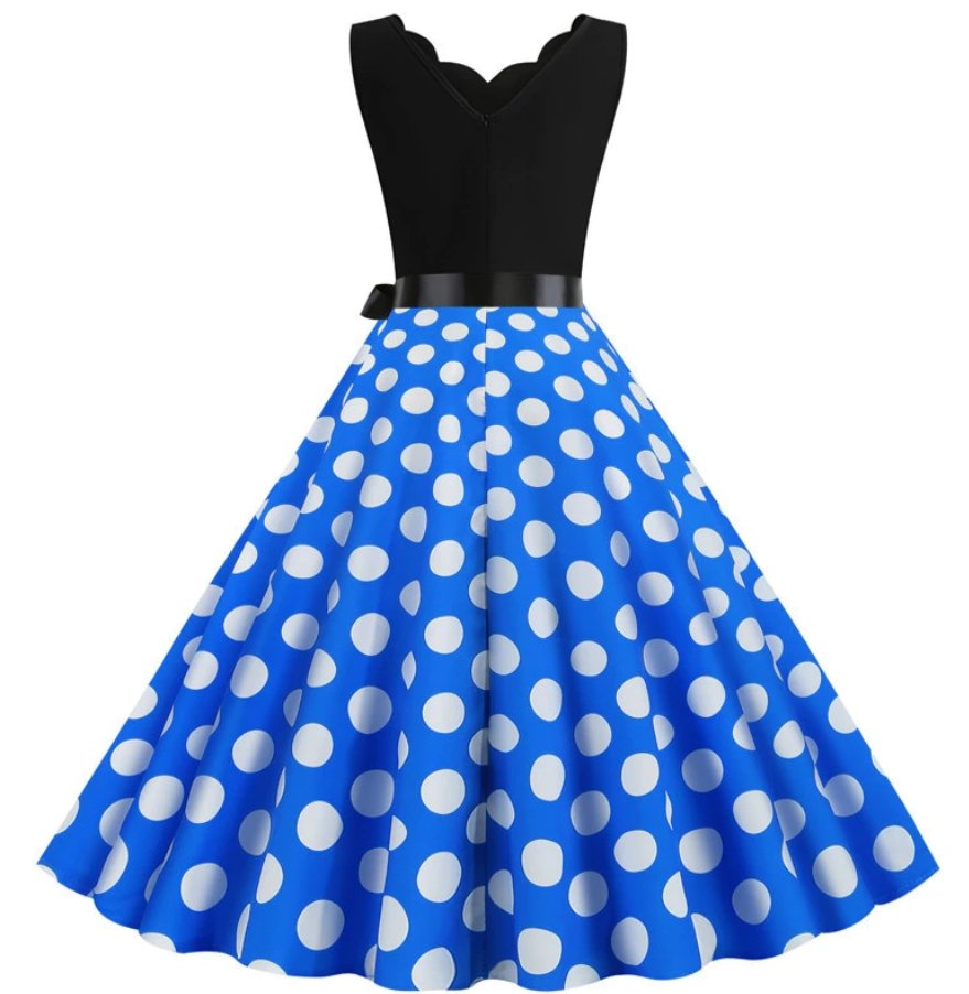 Vintage Pin Up Dress Hvite Prikker
