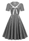 Vintage Pin Up Rutete Kjole Svart