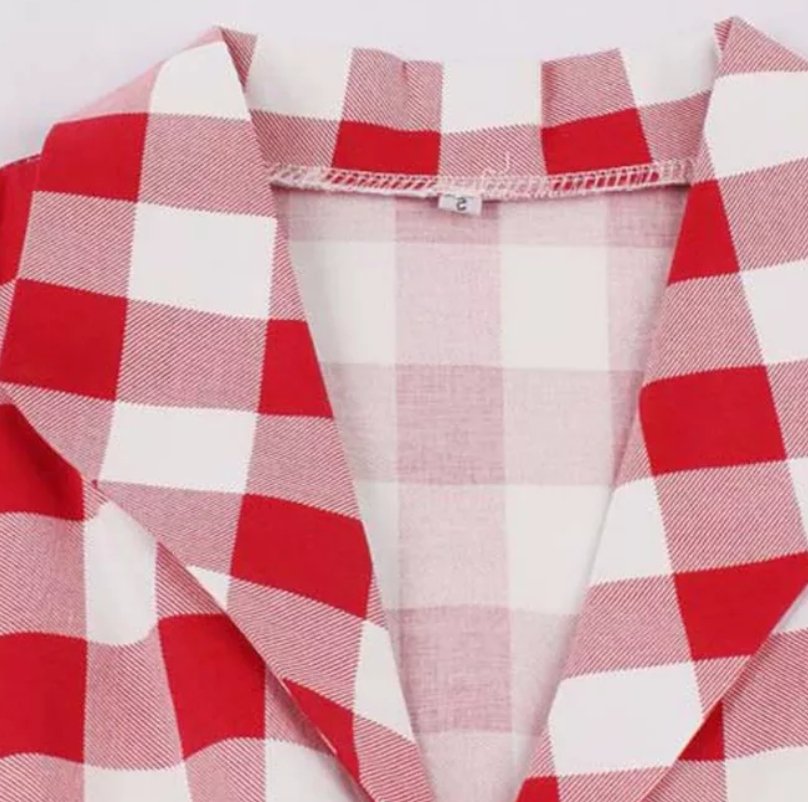 Vintage Pin Up Rød Rutete Kjole