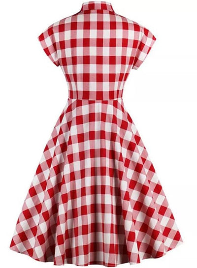 Vintage Pin Up Rød Rutete Kjole