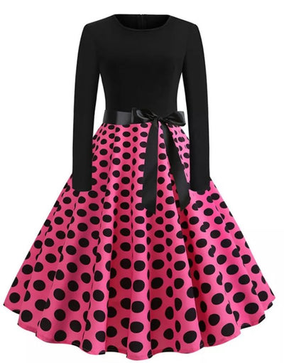 Vintage Pin Up Kjole Rosa Prikker