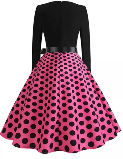 Vintage Pin Up Kjole Rosa Prikker