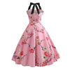 Vintage Rosa Pin-Up Kjole Med Blomster