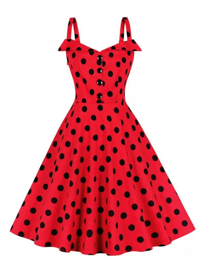 Vintage Pin Up Dress Røde Prikker