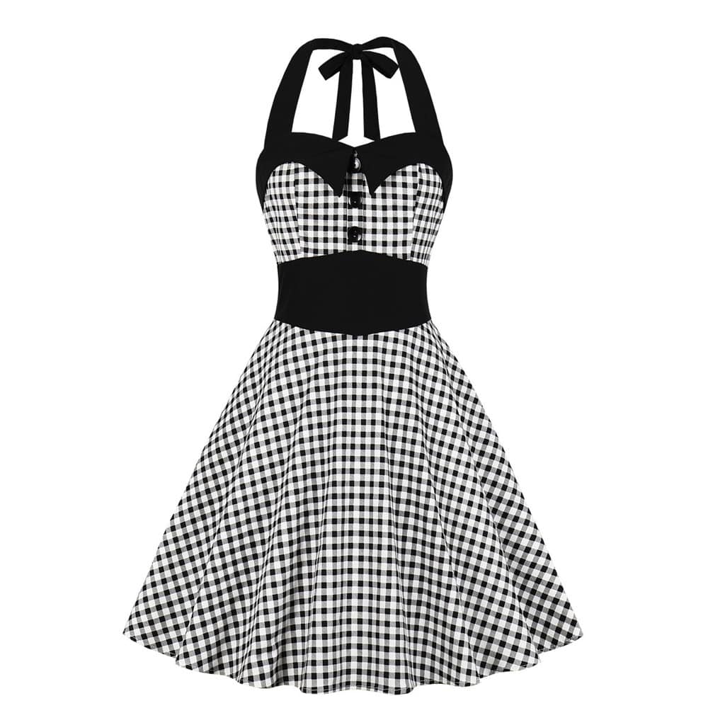 Vintage Kjole - Svart Vichy Pin-Up