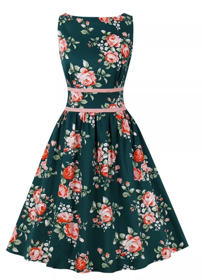 Vintage Plissert Blomsterkjole