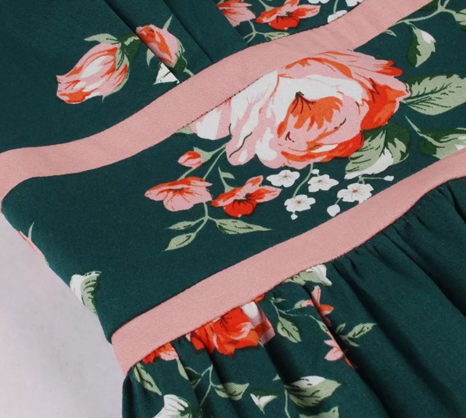 Vintage Plissert Blomsterkjole