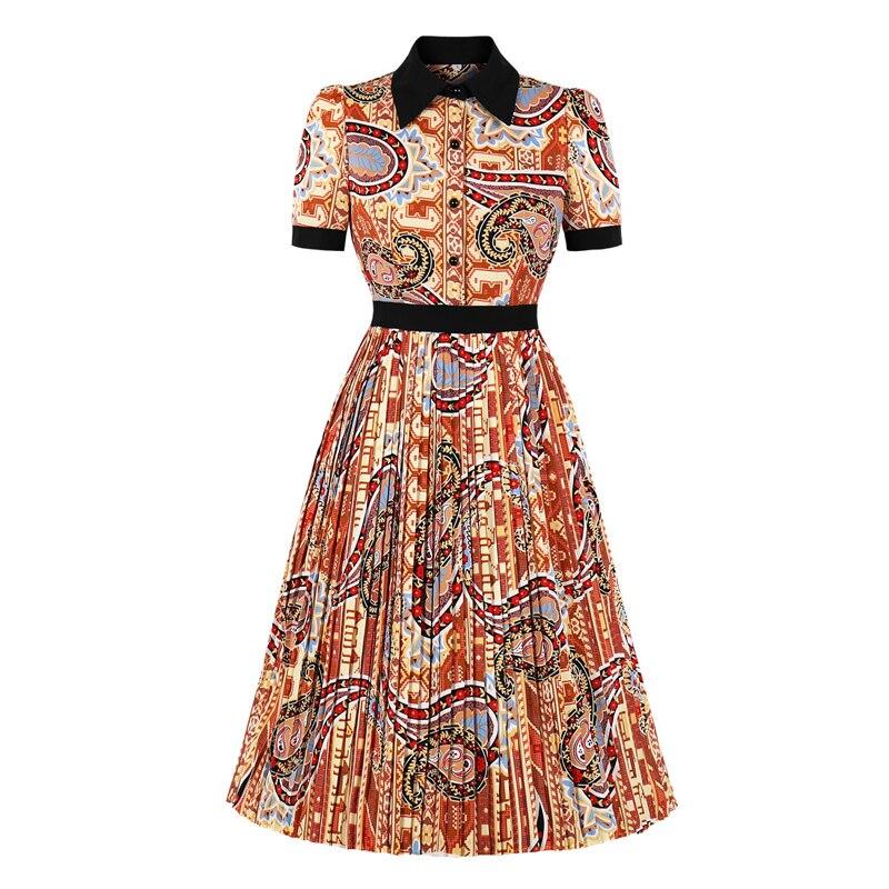 Oransje Plissert Vintagekjole