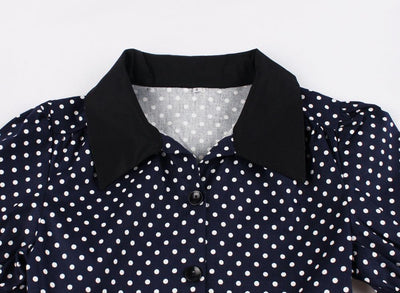Vintage Navy Polka Dot Kjole