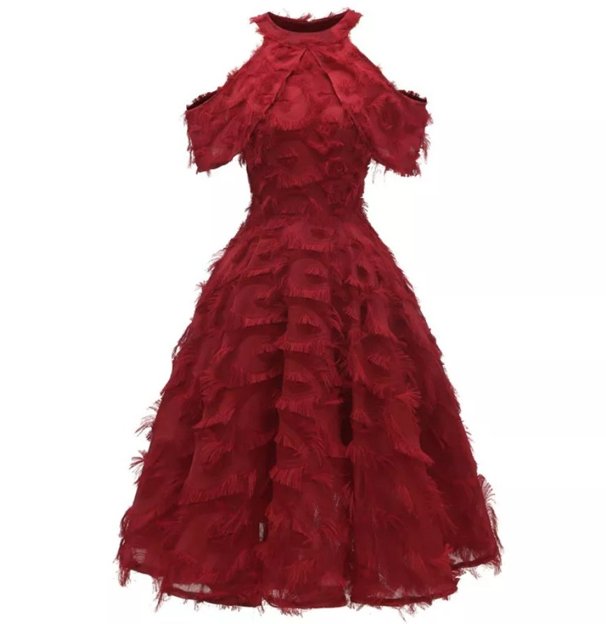 Vintage Rød Brudekjole