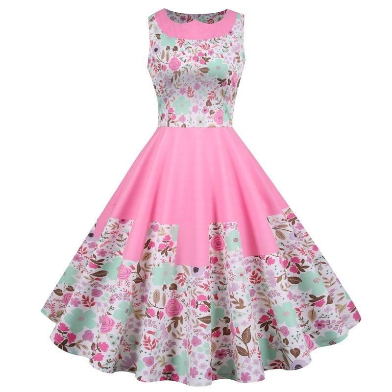 Vintage Prinsessekjole Rosa Blomster