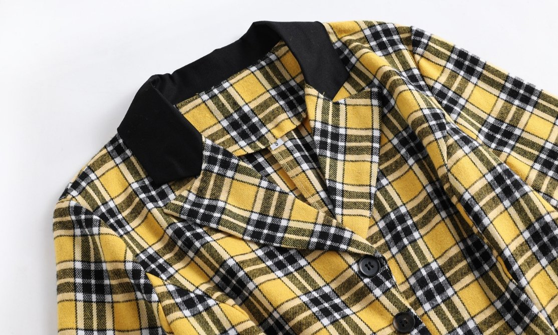 Vintage Gul Og Svart Stripete Kjole