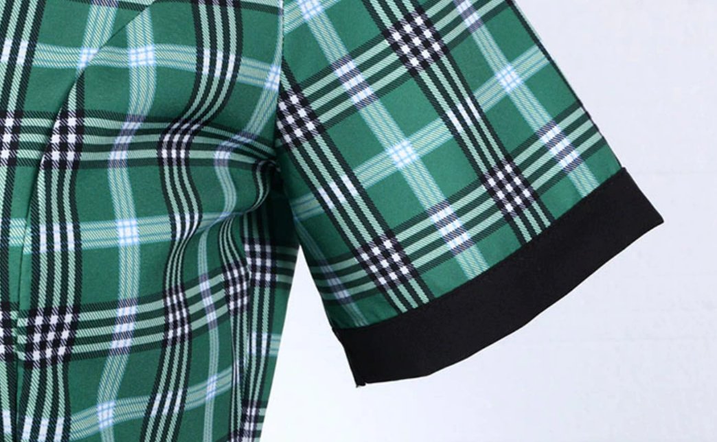 Vintage Grønn Og Svart Stripete Kjole