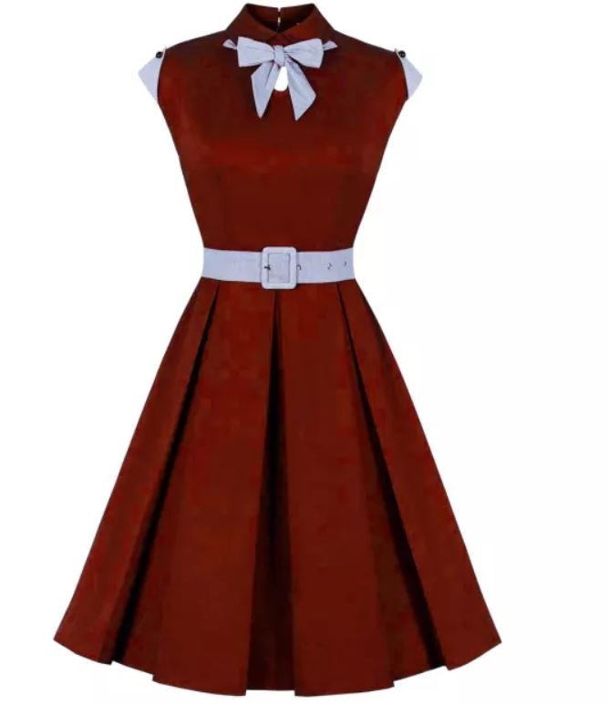 Vintage Rockabilly Kjole 50s Burgundy