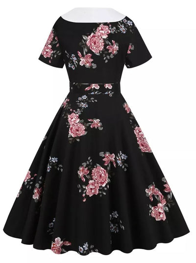 Vintage Rockabilly-Kjole 50-Tallsblomster