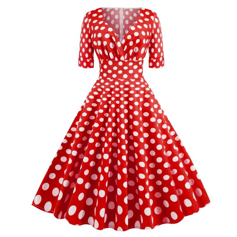 Vintage Rockabilly Kjole 50-Talls Røde Prikker