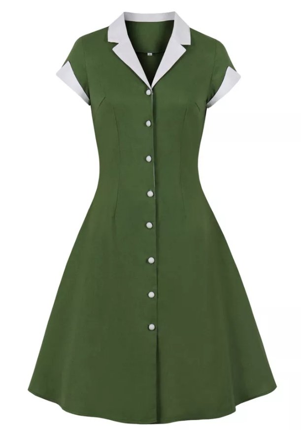 Vintage Rockabilly Kjole 50-Talls Grønn