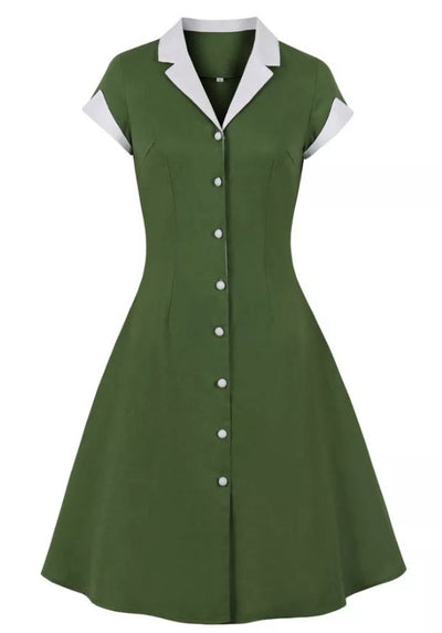 Vintage Rockabilly Kjole 50-Talls Grønn