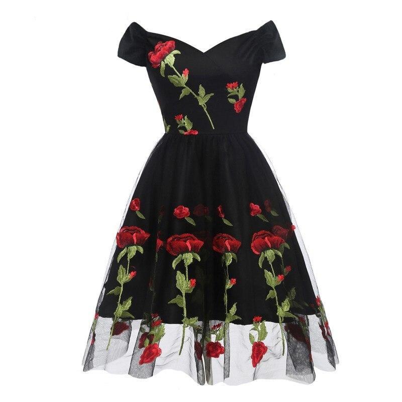 Vintage Rockabilly Blondekjole Svart