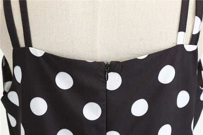 Vintage Rockabilly Kjole Svarte Prikker