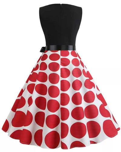 Vintage Rød Og Svart Rockabilly-Kjole