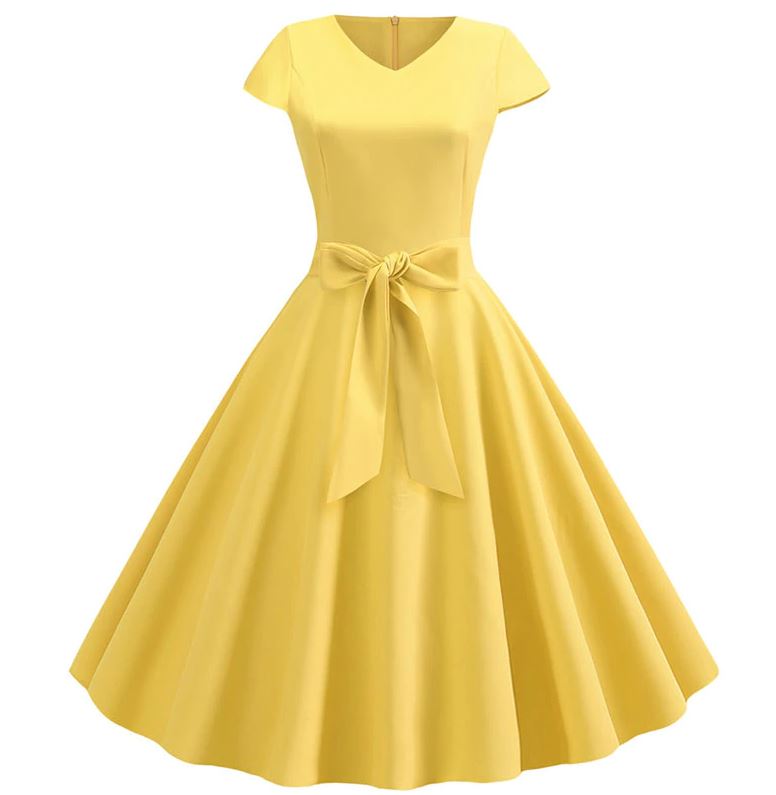 Gul Romantisk Vintage Kjole