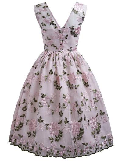 Vintage Rosebrodert Kjole