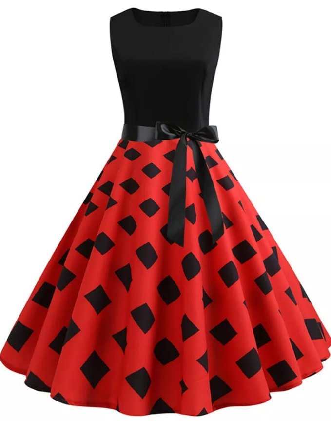 Moderne Rød Vintage Kjole