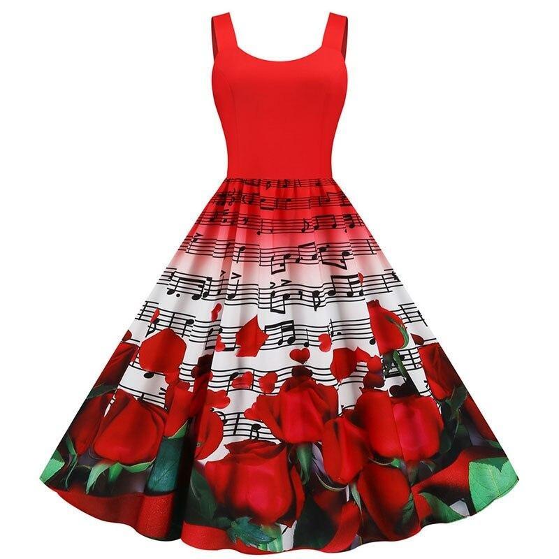 Vintage Valentinsdag Roses Kjole