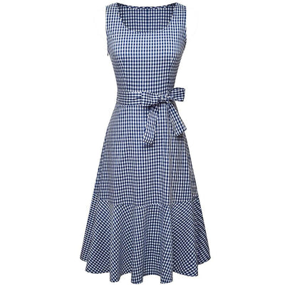 Blå Ermeløs Vintage Kjole