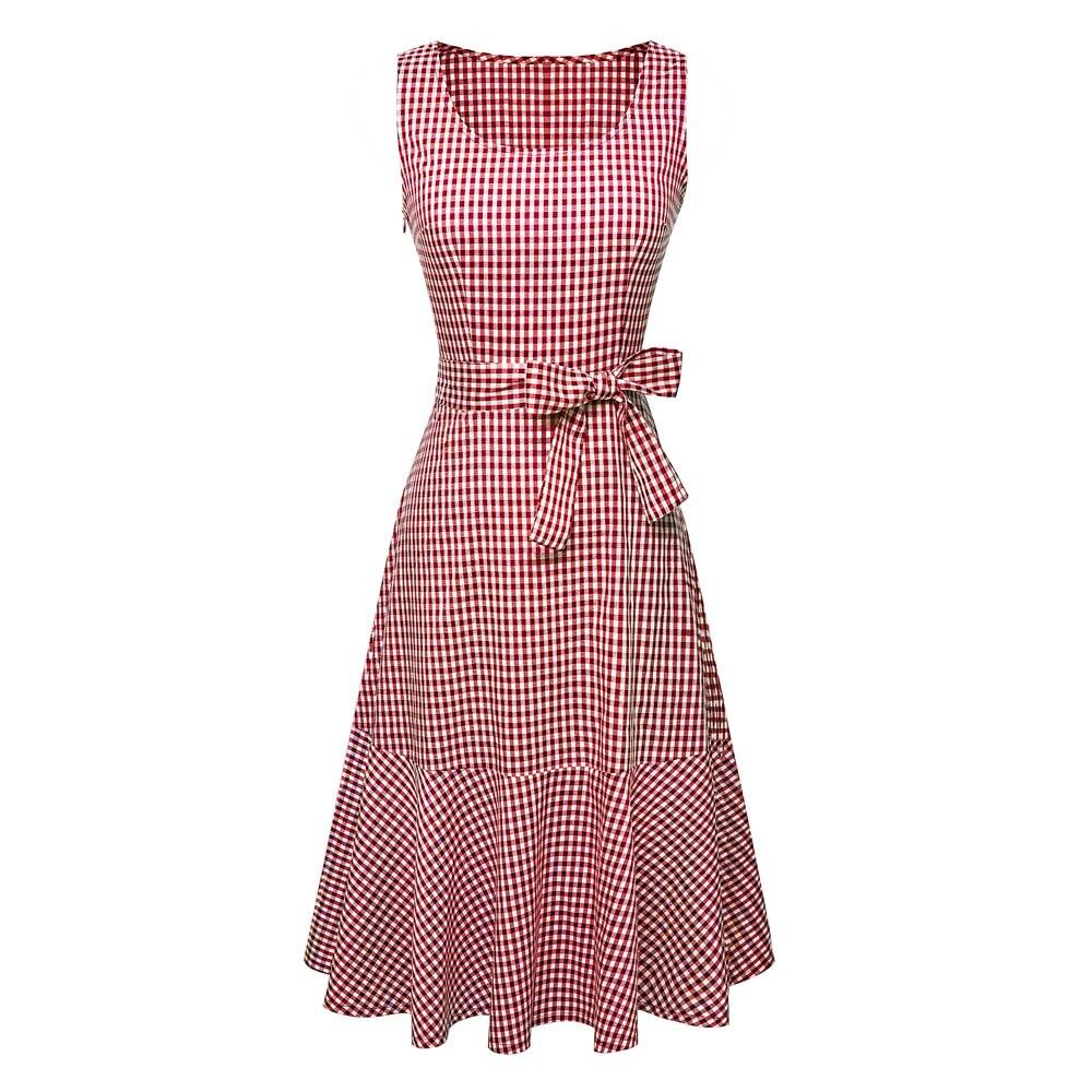 Rød Ermeløs Vintage Kjole