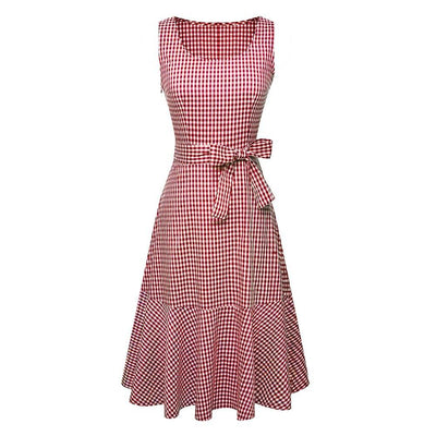 Rød Ermeløs Vintage Kjole