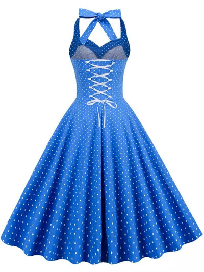 Vintage Sexy Pin Up Kjole Blå